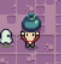 Picture of a pot slight above and right side of the player
